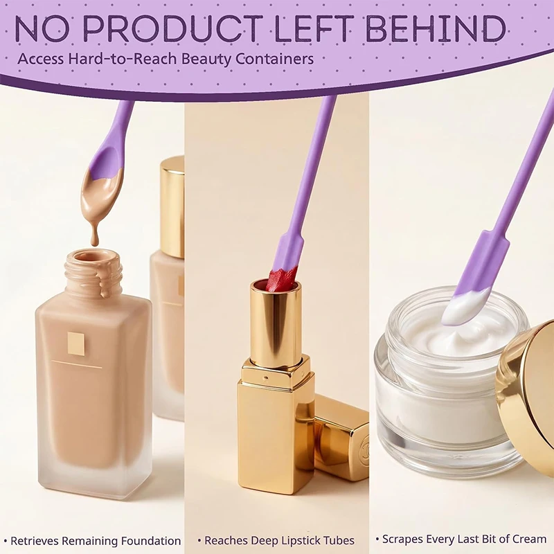 3 Stück/Set Neue leere Silikonflaschen mit schwarzen Schabern, Foundation-Schaber, kleiner Lotion-Tiegel-Schaber, um das letzte Make-up zu entfernen – Detail 2