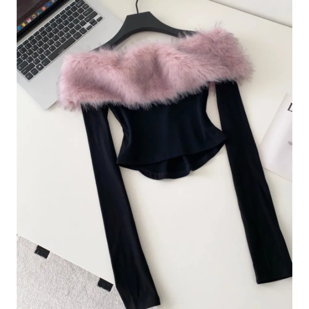 vintage Long Sleeve T-shirt slash neck Women print korean fashion Shirt Female Tops women clothing