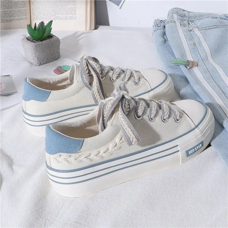 Women Platform Canvas Shoes Height Increasing Chunky Sneakers For youth girls Outdoor trainers Female Ladies Thick Sole Footwear