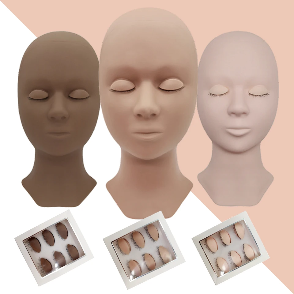 Eyelash Extension Training kit Silicone Mannequin Model Head With Removable Replacement Eyelids Doll Face Practice Makeup Tools