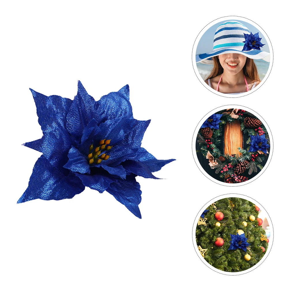 12 Pcs Christmas Tree Decorations Garland Artificial Flowers Ornaments Fake Decorative Xmas Accessories Blue