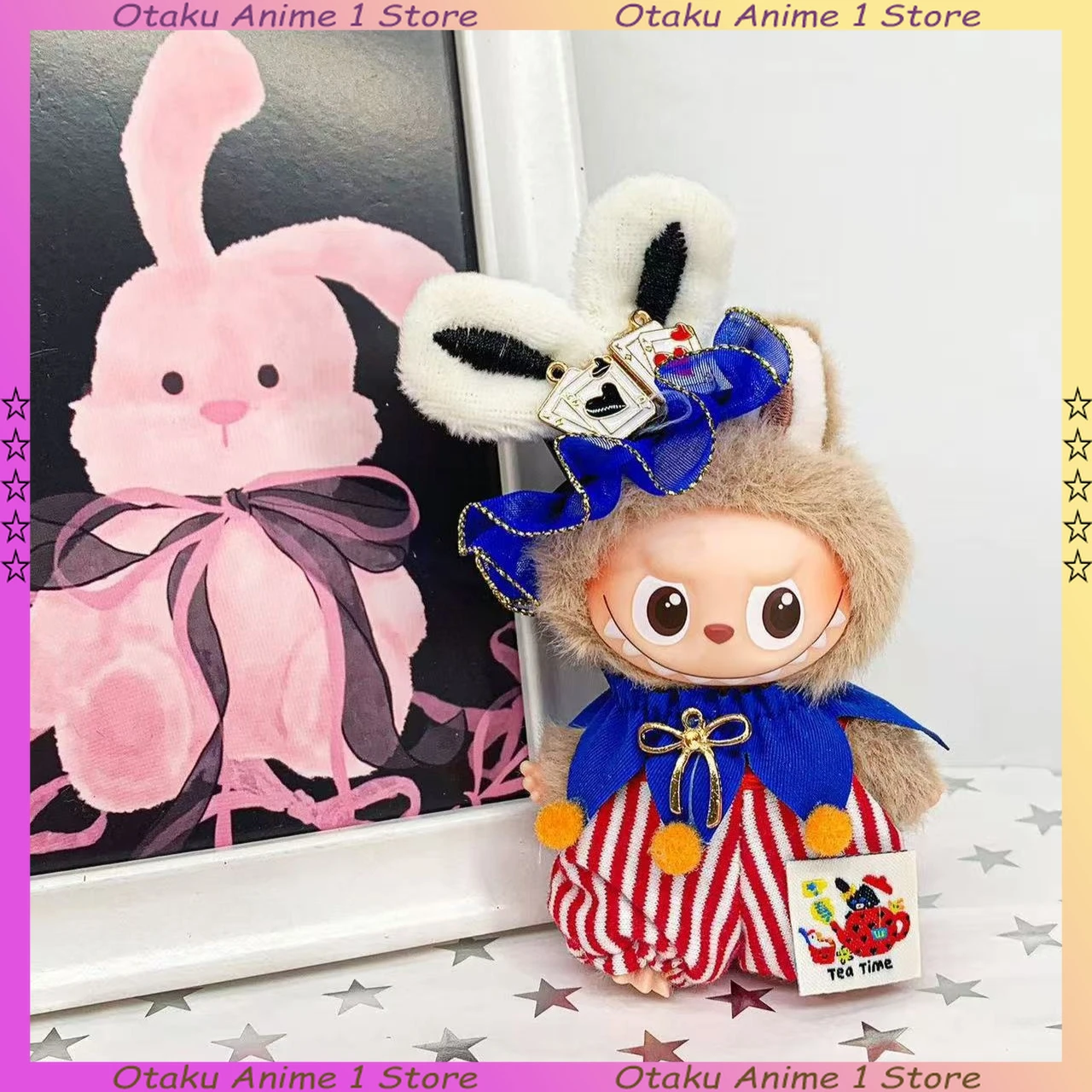 ل Labubu 4.0 الملابس لطيف السيرك المهرجين مجموعة مهرج قبعة بذلة صغيرة أفخم دمية الملابس موضة إكسسوارات دمي هدية