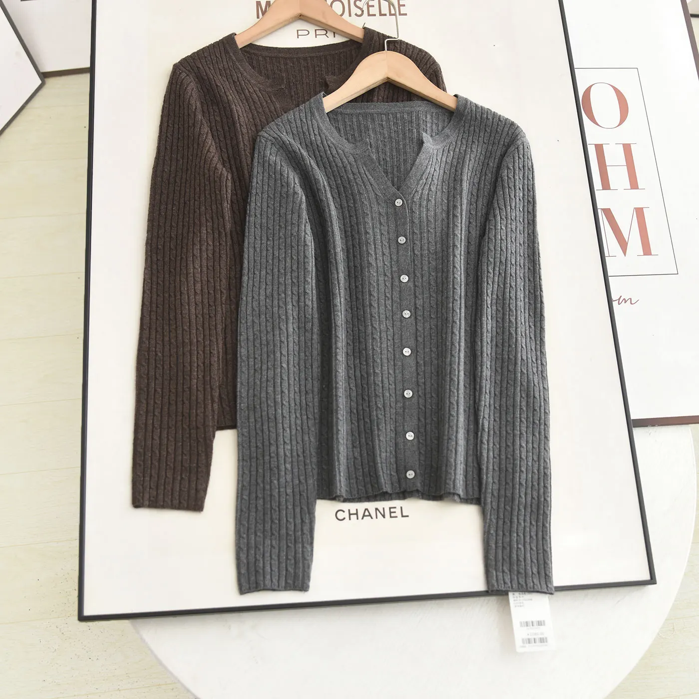 

McSystem Vintage V-Ne трикотаж круглый Ne утягивающий вязаный свитер осень-зима простой женский длинный све све на пуговицах...