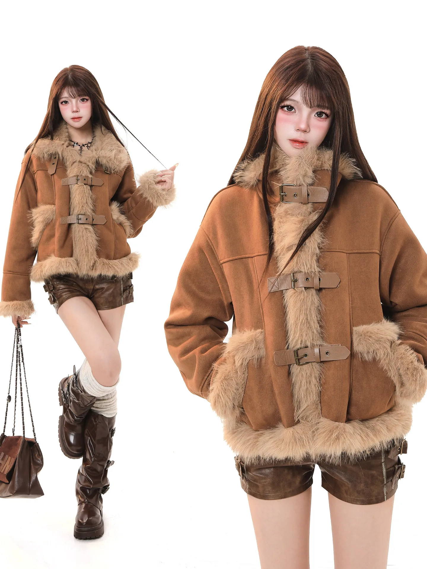 

Новая женская зимняя куртка в стиле ретро из хлопка, свободного кроя, теплая, на меховой подкладке, с воротником-стойкой, для повседневной носки и поездок на работу