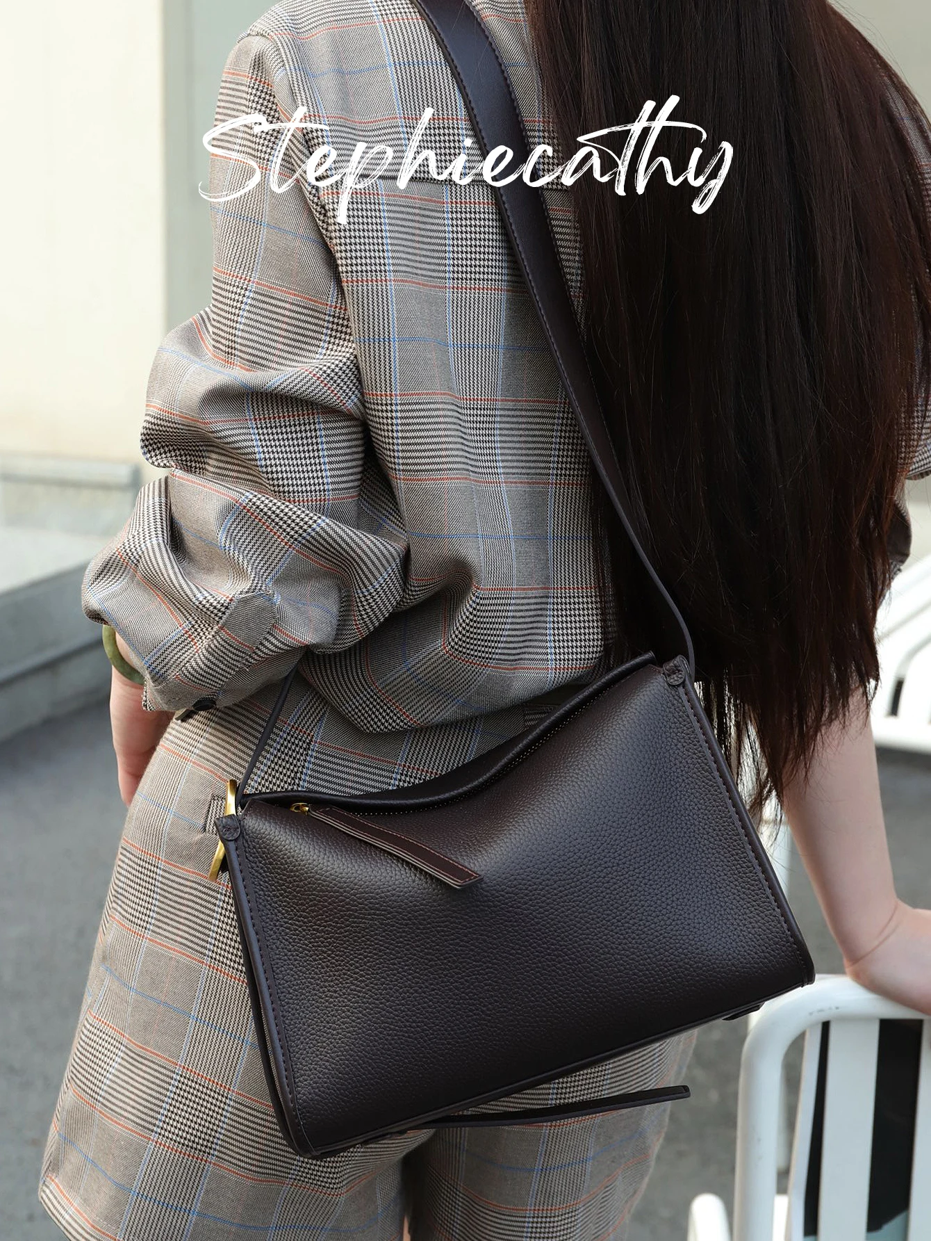 

SC Luxury Genuine Leather Handbag for Women Fashion Minimalist Zipper Closure Cross body Shoulder Bag Square Purse Daily Commute