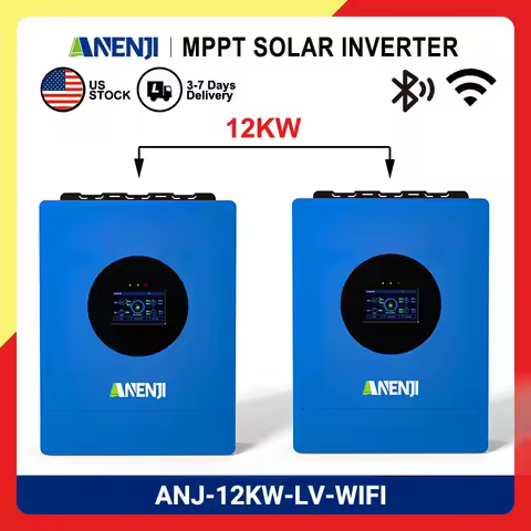 ANENJI 12KW 110V/120V solar inverter pure sine wave MPPT 48V hybrid solar inverter 100A MPPT off grid inverter can be parallel