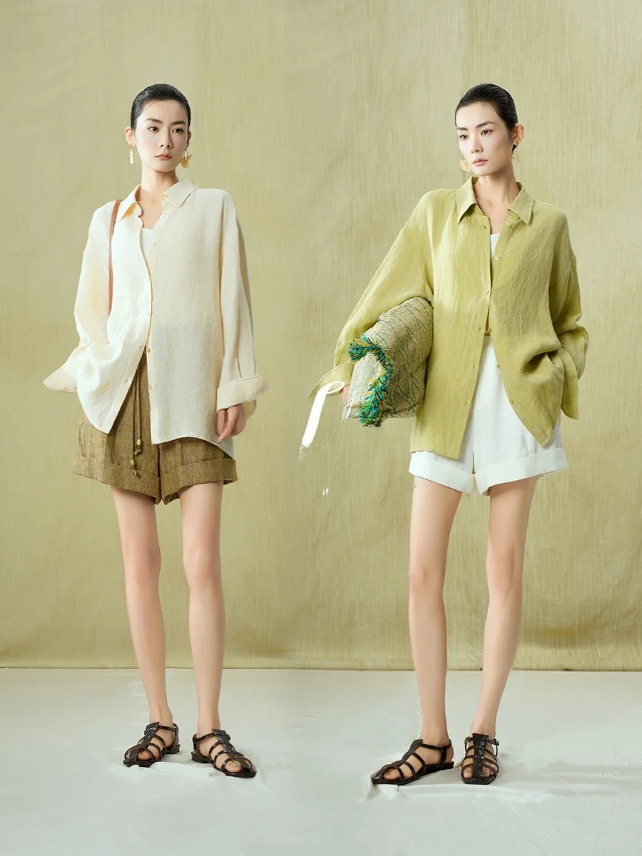 

Повседневная льняная рубашка свободного кроя на пуговицах, солнцезащитная верхняя одежда, женская модная летняя новинка, дышащая, тонкая, длинная.