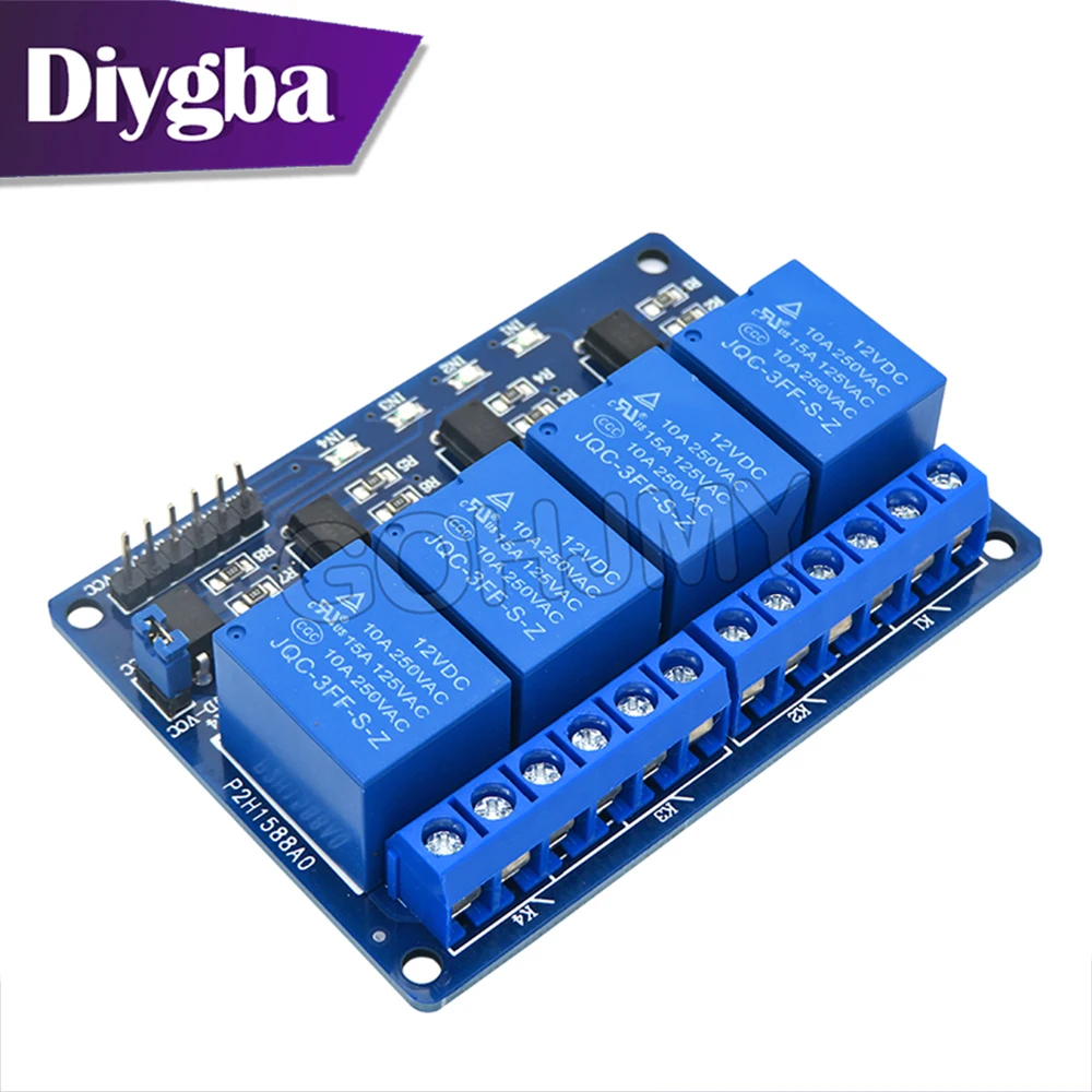 Módulo do relé do canal com optoacoplador, saída 4 maneira, 12V