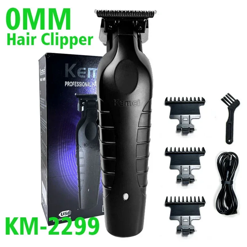 Kemei 2299 Barber Cordless Hair Trimmer 0mm Zero Gapped Carving Clipper Detailer Professional Electric Finish Cutting Machine