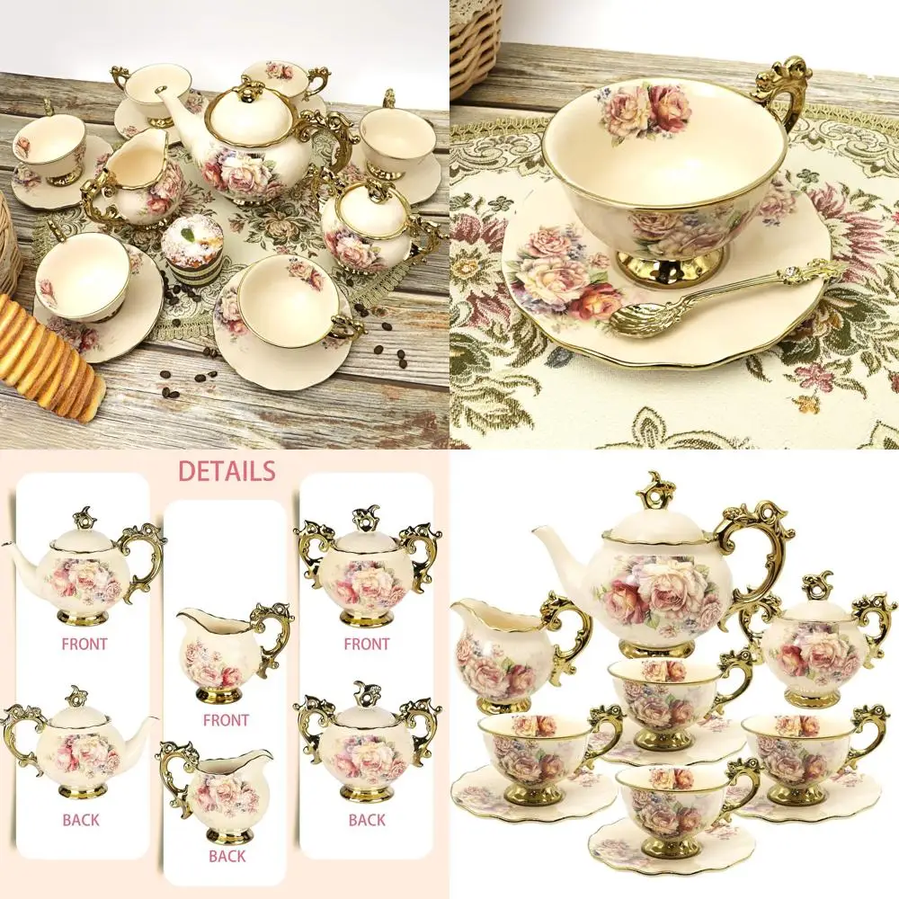 

Винтажный цветочный британский фарфоровый чайный сервиз, большие чашки, идеально подходит для свадеб и собраний для взрослых