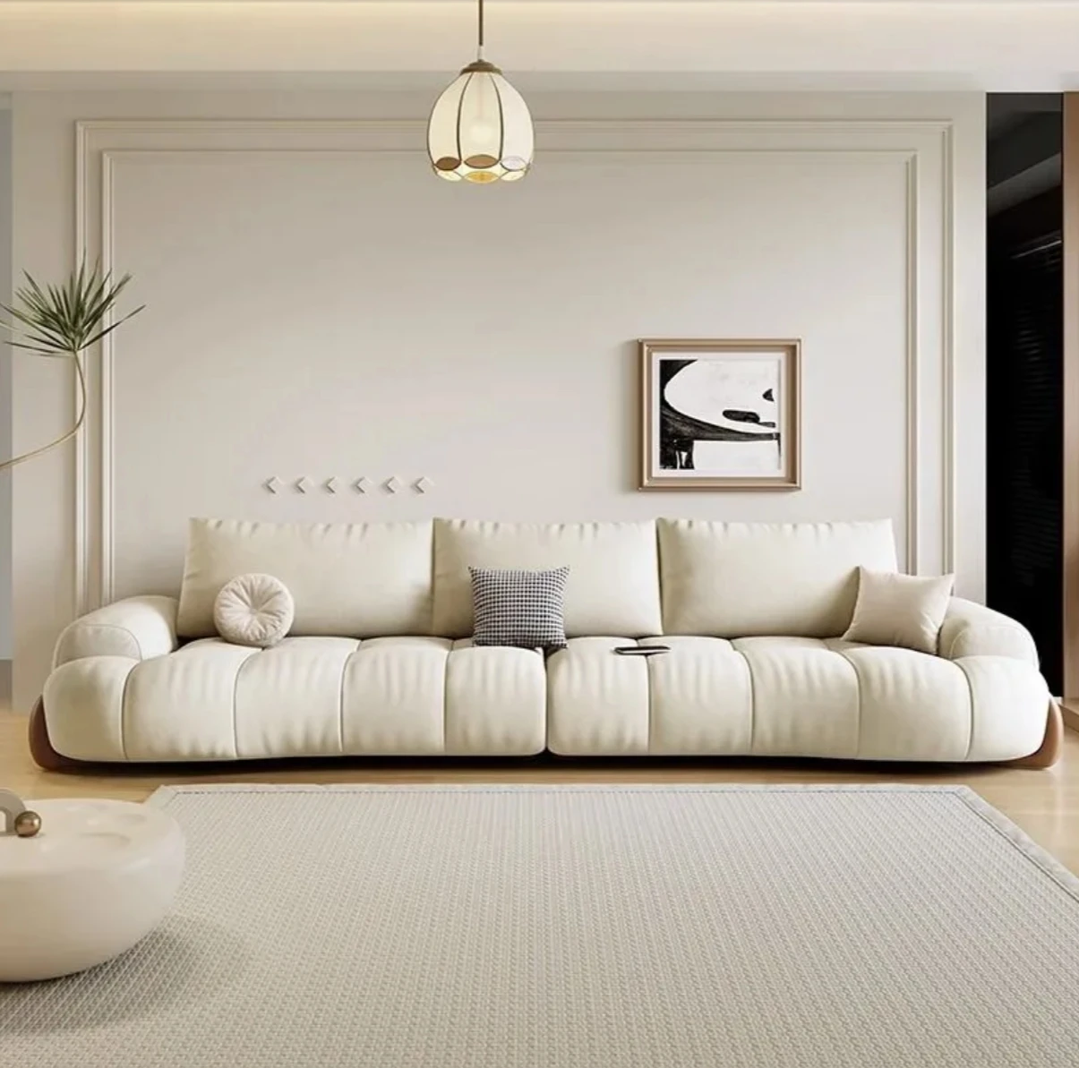 

#Nordic Cream Style Fabric Sofa Reclining Villa Small Apartment Living Room Modern Simple 2025 New Straight Row Anti-Fouling