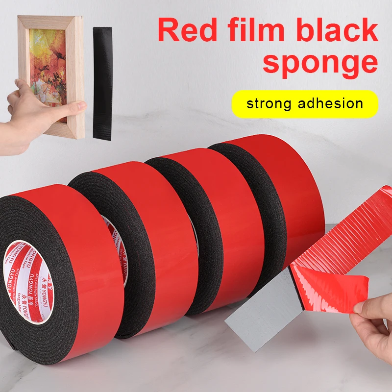 Pellicola rossa da 5 metri Nastro biadesivo in schiuma adesiva nera Ad alta adesione Pannello pubblicitario da parete fissa Cornice per foto Parete esterna Led