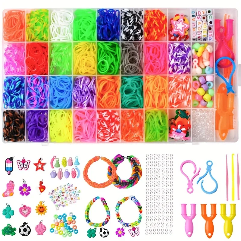 36 Grids/box Rubber Looms Bands Kits daily wear Bracelet Making Rubber Bands Set DIY Art And Craft Mega Refill Friendship Bracel