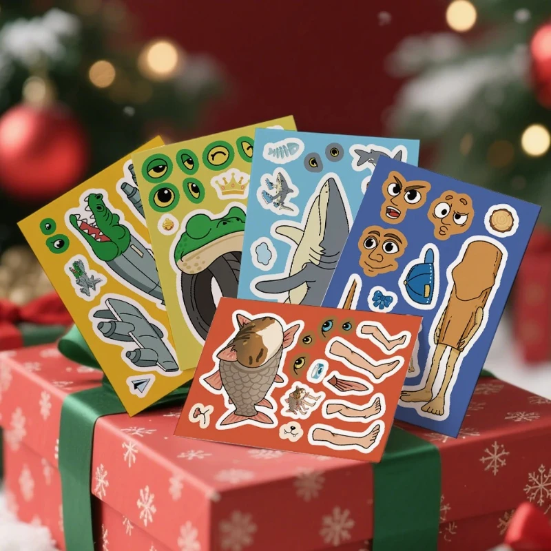 1-6 セットイタリア Brainrot ステッカー Tung Tung Sahur Telalaero Telala サメ楽しいステッカー顔を作るインタラクティブゲーム誕生日ギフト