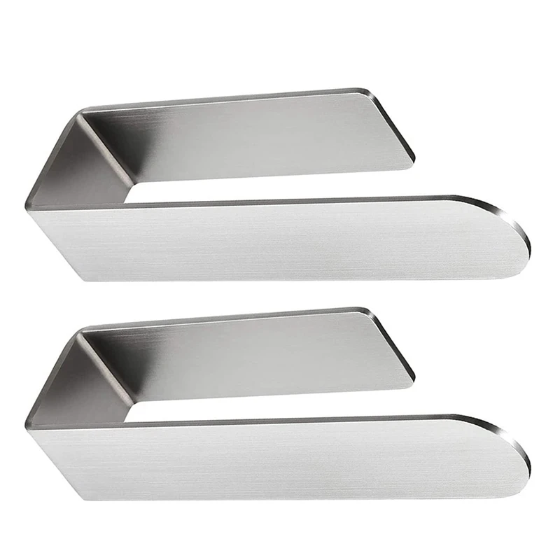 2 PCS Adhesive Towel Holder Towel Rail Self-Adhesive Bath Towel Holder Silver 304 Stainless Steel Bathroom Towel Holder