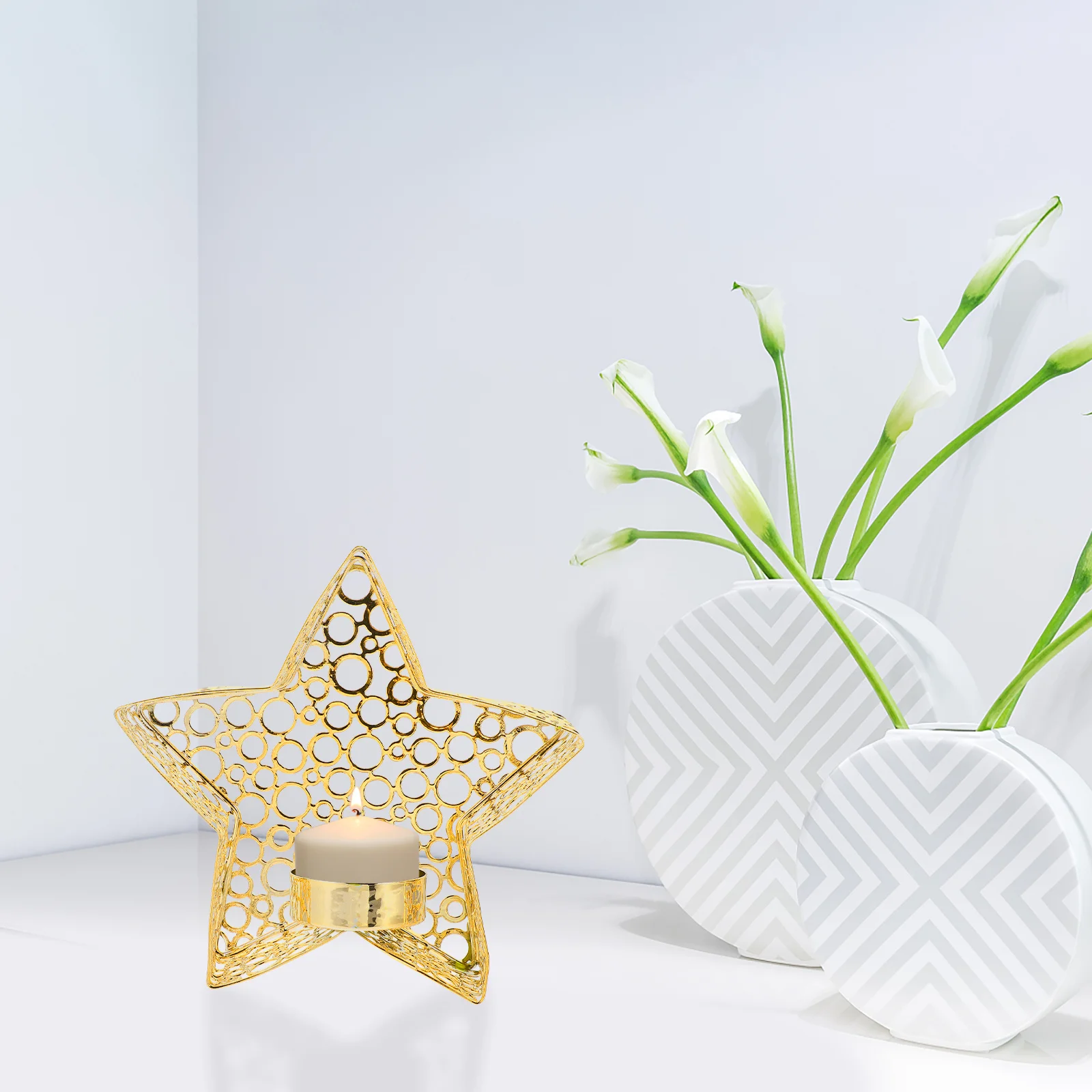 

Star Shaped Iron Holder Desktop Candlestick Holder Stable Metal Base Wedding Reception Tabletop Home Decor