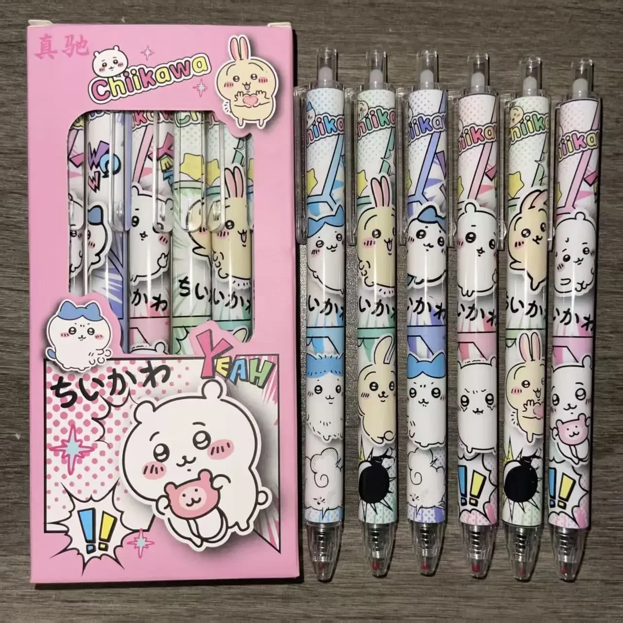 2026 New Chiikawa Boxed Film Cover Quick Dry Gel Pens Cartoon Retractable Rolling Ball Pens Student Exam Writing Stationery