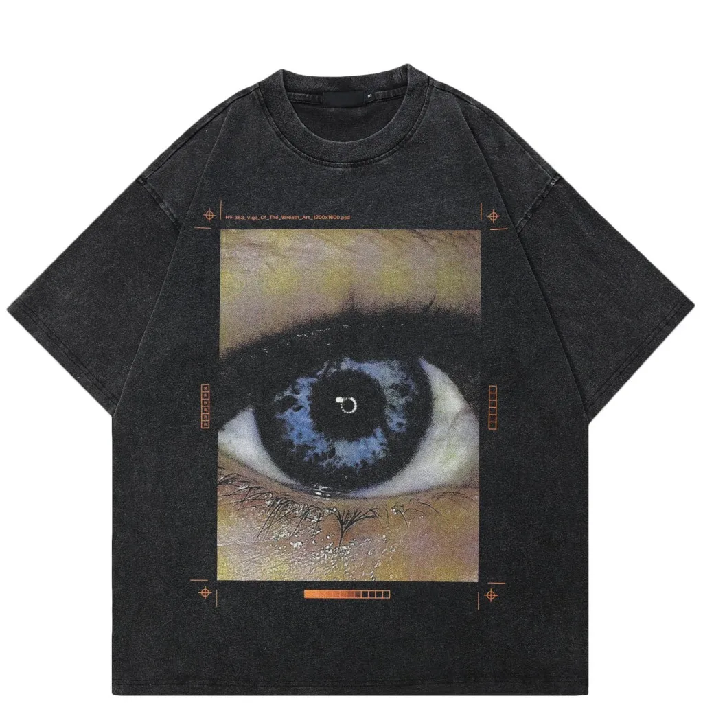 

Eyes printingtrendyt-shirtretro street men and womenheavy weightpure cottont-shirtsummercasualplus sizetops