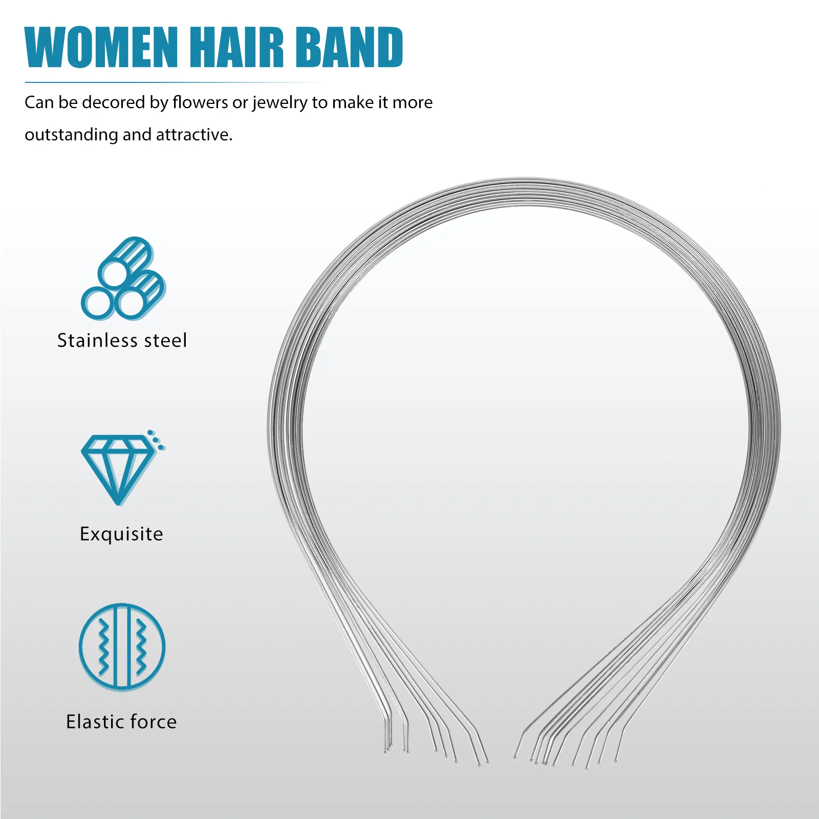 

10 шт. серебряных ободков для волос из нержавеющей стали 7 мм, элегантные аксессуары для волос для женщин и девочек, для свадьбы и вечеринок, ободок 7 мм