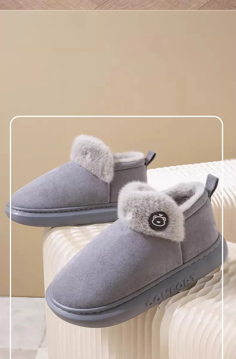 Winter Warme Hausschuhe Indoor Outdoor Baumwolle Plüsch Schuhe Eva Leichte Gemütliche Pelz Futter Für Männer Frauen Familie Komfort – Detail 12