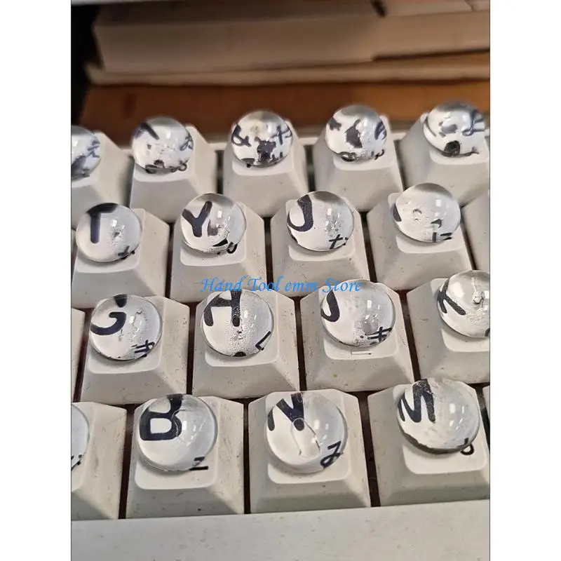 

H37F 32pcs Smooth Glass Keyboard Stickers Elevated Texture Keycap Height Extenders