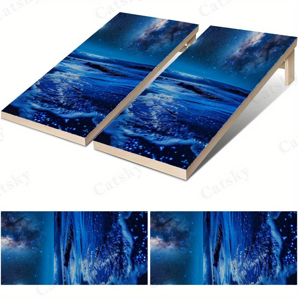 Starry Night Beach Glow Art ,High Value! 2D Flat Vinyl Sandboard Decals - Budget-Friendly and High Value, Bubble-Free and Easy t