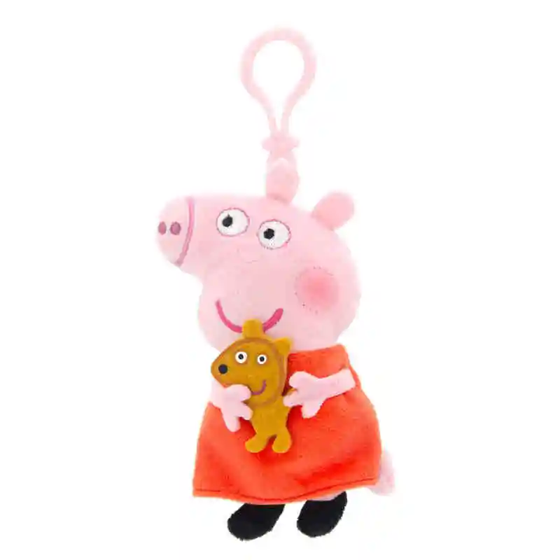 Genuino 13cm Peppa Pig George Pig peluche Kawaii llavero de muñeca cerdo decoración de la habitación del hogar vacaciones cumpleaños niños juguete para regalo