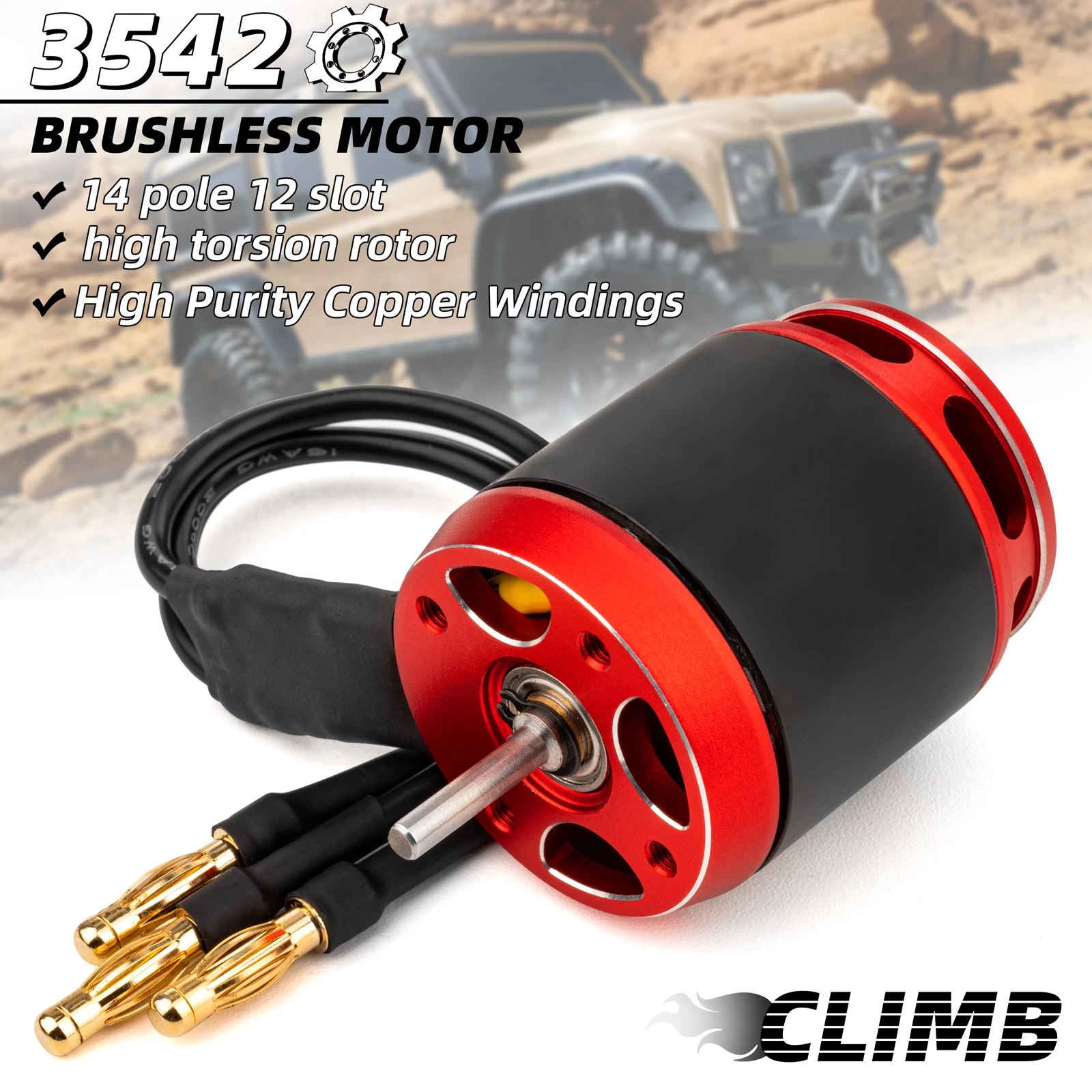 RCXAZ مقاوم للماء 3542 محرك خارجي بدون فرشاة 1850/2250KV لأجزاء ترقية RC الزاحفة المحورية SCX10 90046 traxxas