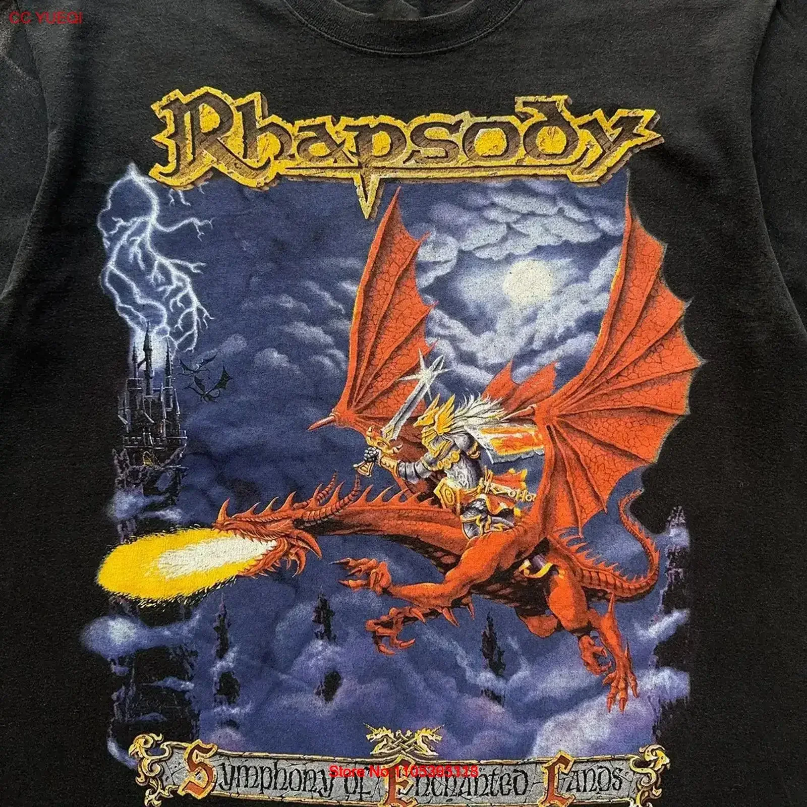 Rhapsody of Fire VTG Style T Shirt Black Size S 5XL 1P0614 vintage Washed graphic Top For Everyday Wear Versatile Soft