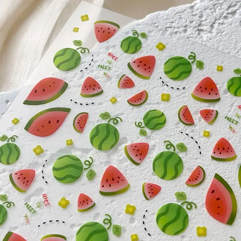 1 Blatt Wassermelonen-Nagelkunst-Aufkleber, selbstklebende Sommerfrucht-Nagelaufkleber, DIY-Maniküre-Dekor