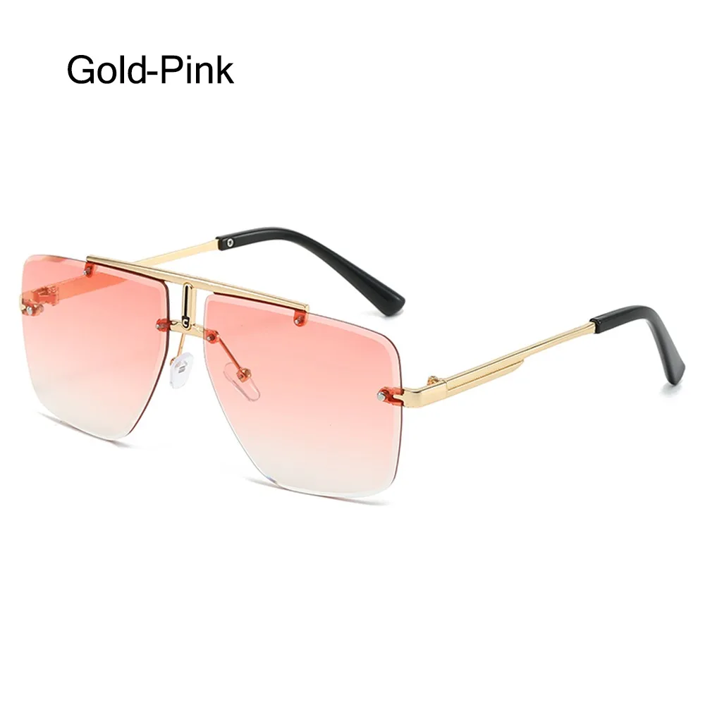 نظارات شمسية كبيرة الحجم بجسر مزدوج بإطار مربع وعدسات متدرجة بدون إطار نظارات شمسية بدون إطار للحماية من الأشعة فوق البنفسجية للرجال