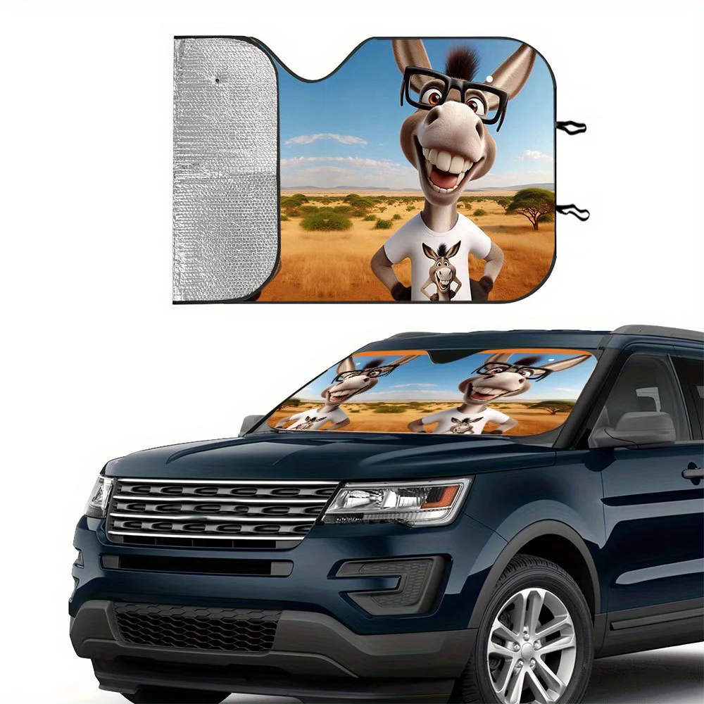 Funny Animals 1pc, Car Windshield Car Sunshade, Windshield Sun Shield, Heat & Glare Reduction, Polyester Fiber, Foldable, For RV