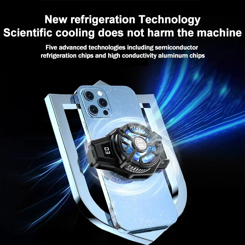 N7 Mobile Phone Cooler Digital Display Semiconductor Cooling Radiator For IOS Android PUBG Back Clip Heat Sink Game Accessories