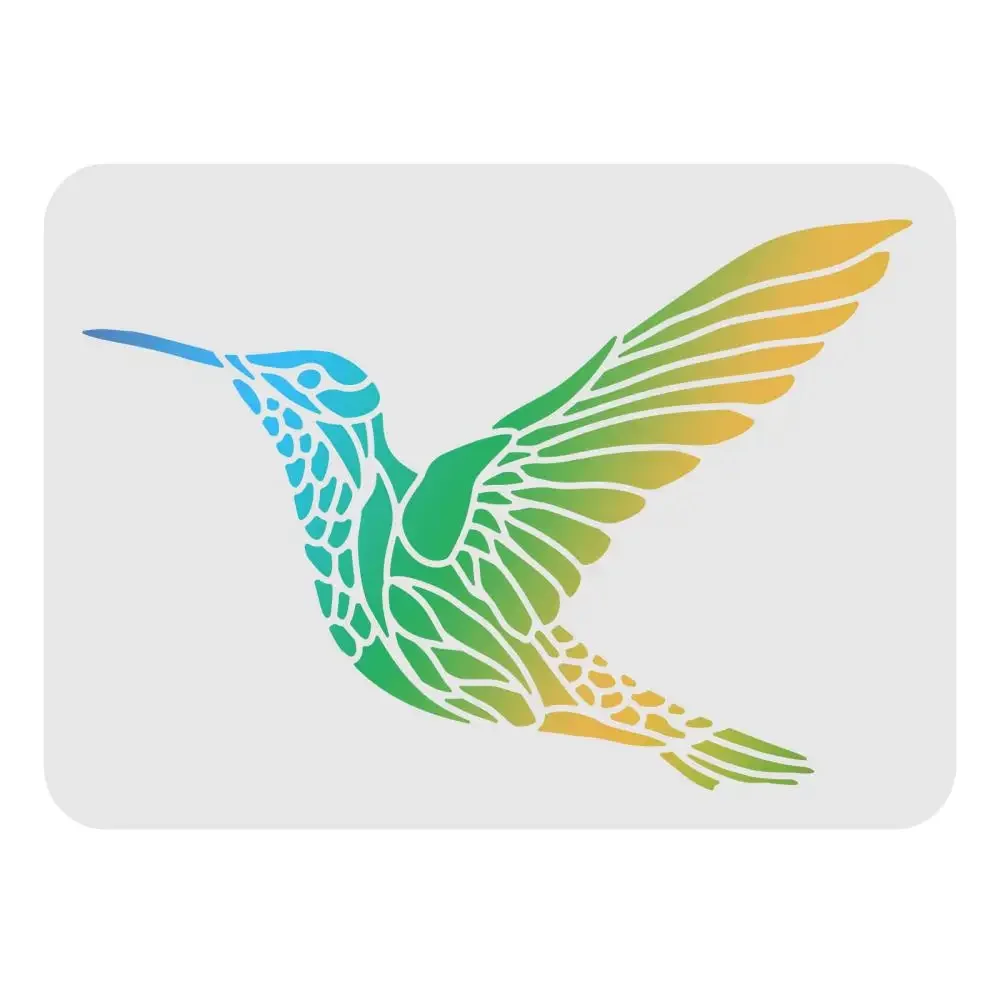 

Hummingbird Stencil Template Plastic Hummingbird Pattern Drawing Stencil Rectangle Stencils for Painting on Wood Floor Wall Tile