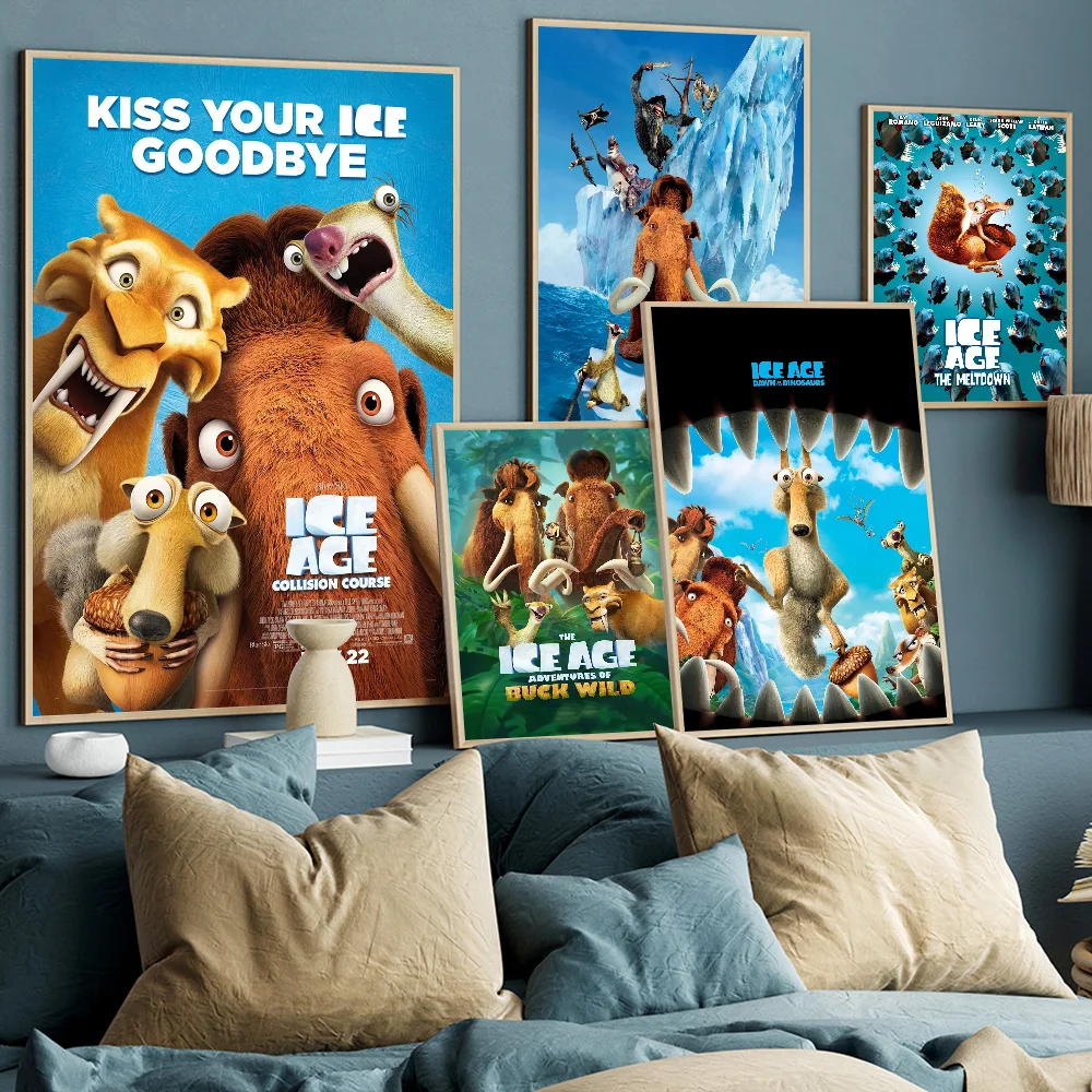 ICE AGE Cartoon Classic Vintage Posters Whitepaper Prints Posters Artwork Kawaii Room Decor