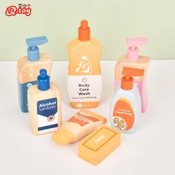 Juego de simulación de madera para el cuidado del bebé, juego de lavado de imitación para niñas, juguete educativo de aprendizaje Montessori para niñas