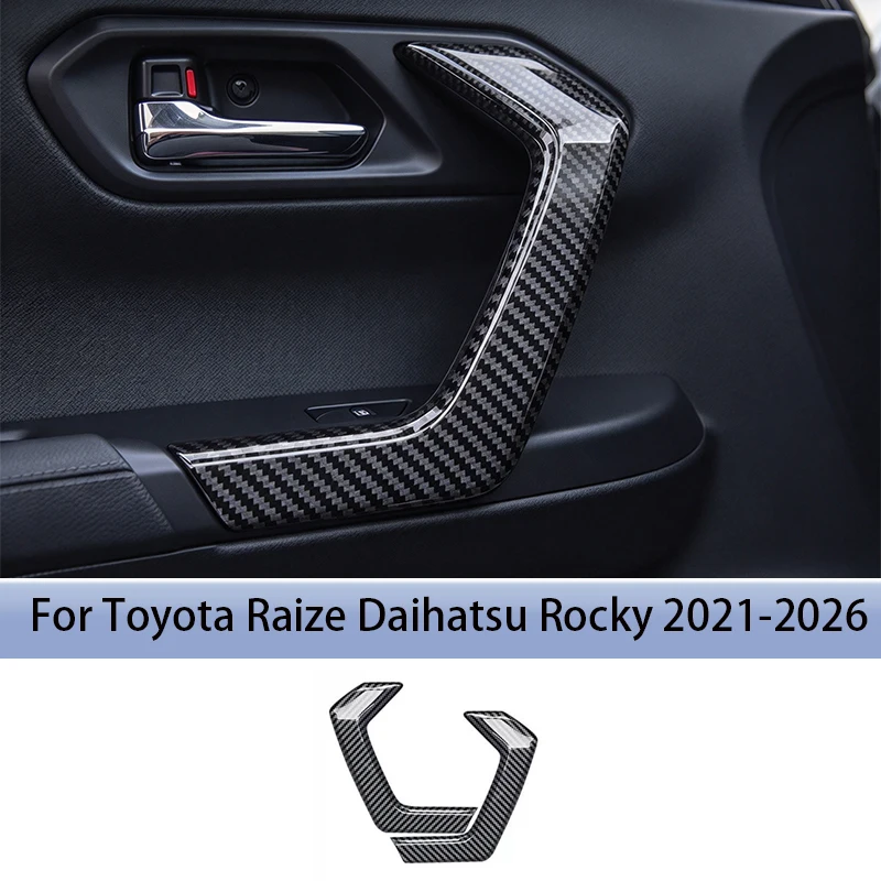 Fit For Toyota Raize Daihatsu Rocky 2021+ Inner Door Handle Frame Trim Interior Accessories Carbon Fiber Texture