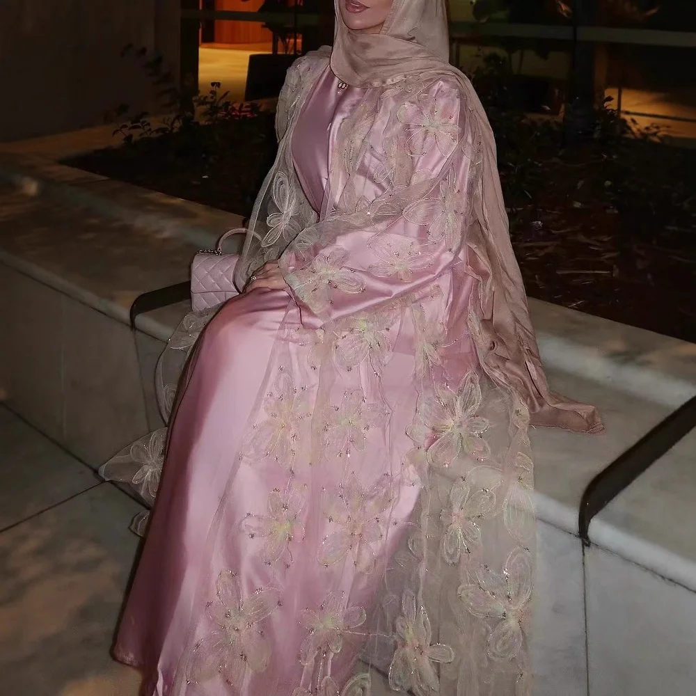 

Luxury Dubai Open Abaya Embroidery Muslim Dress for Women Turkey Kaftan Islam Clothing Femme Musulmane Jalabiya Kebaya Vestidos