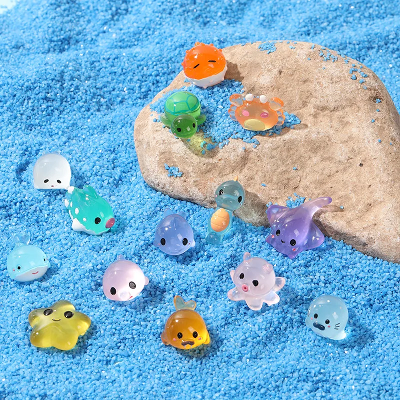 

100pcs Mini Luminous Sea Series Turtle Home Decor Landscaping Resin Crafts Garden Fish Tank Miniatures Ornaments Decoration