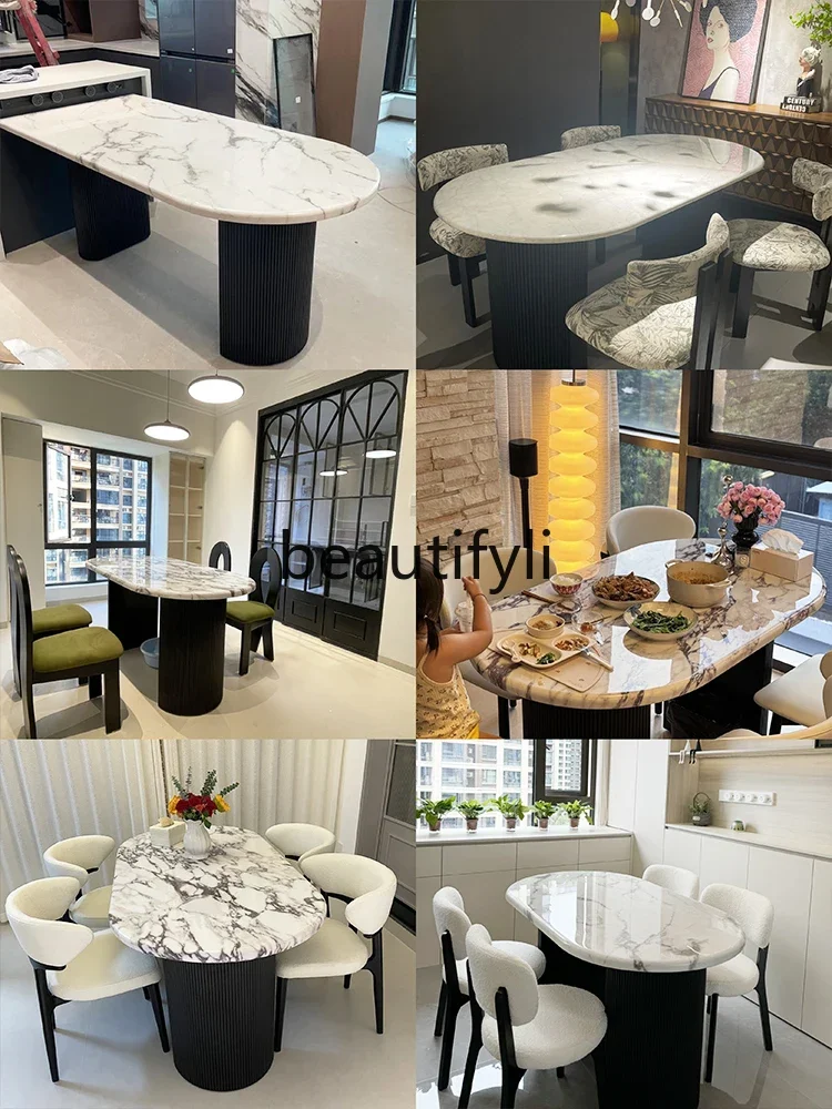 Dining table marble light luxury modern high-end dining table small household