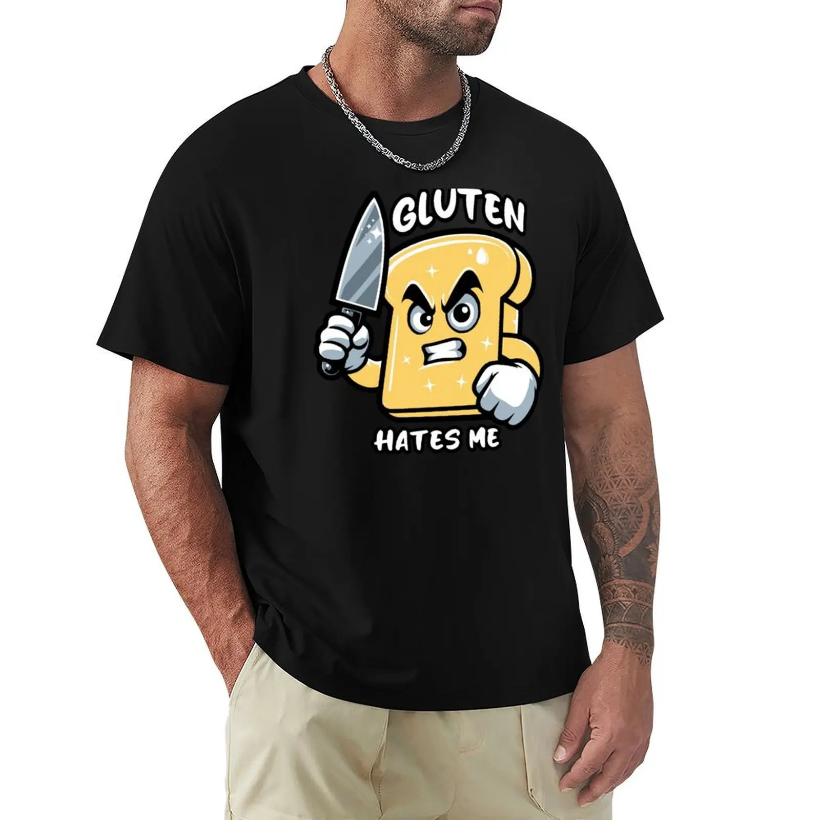 Gluten Hates Me Gluten Intolerant Toast T-Shirt Casual Loose Fit Summer Tee Shirt