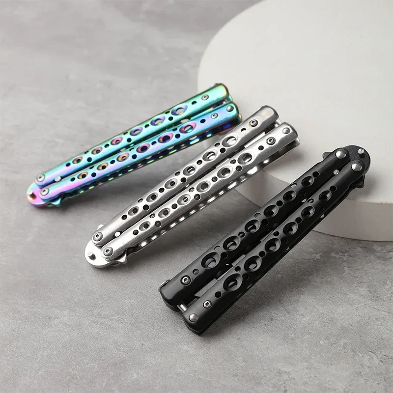 CSGO Balisong Trainer Portable Folding Butterfly Knife Unedged Stainless Steel Butterfly Knife Training Tool for Outdoor Games