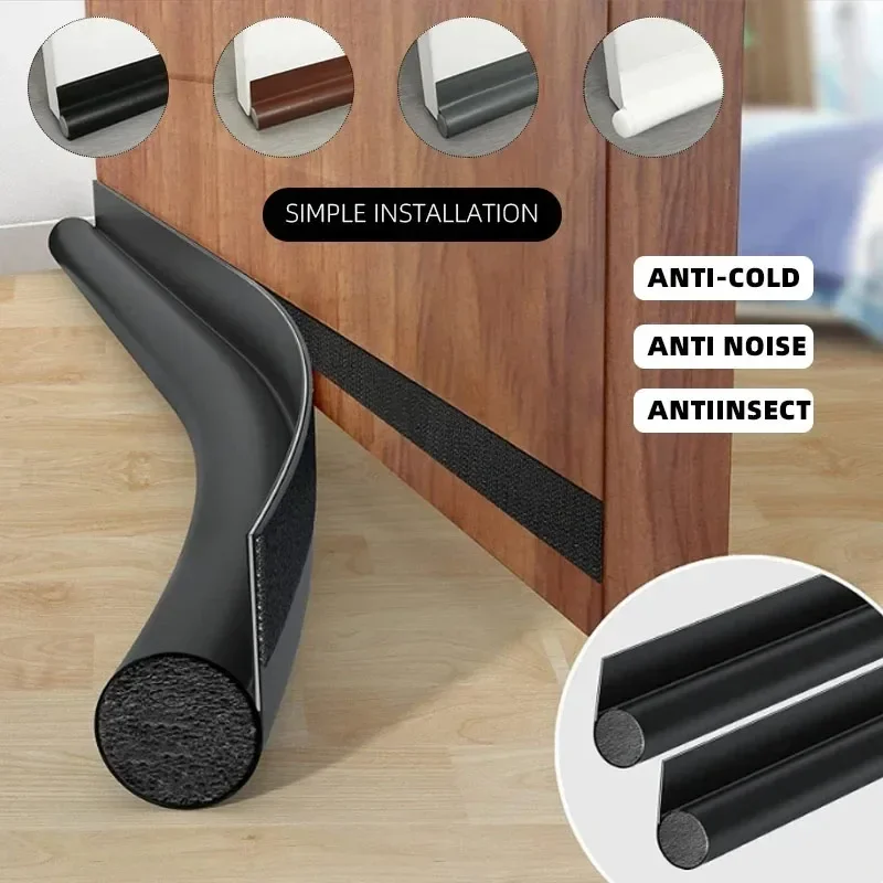 Door Draft Stoppers for Bottom of Door Adjustable Self-Adhesive Sound-Proof  Bottom Seal Strip Gap Blocker Foam Weather Strip