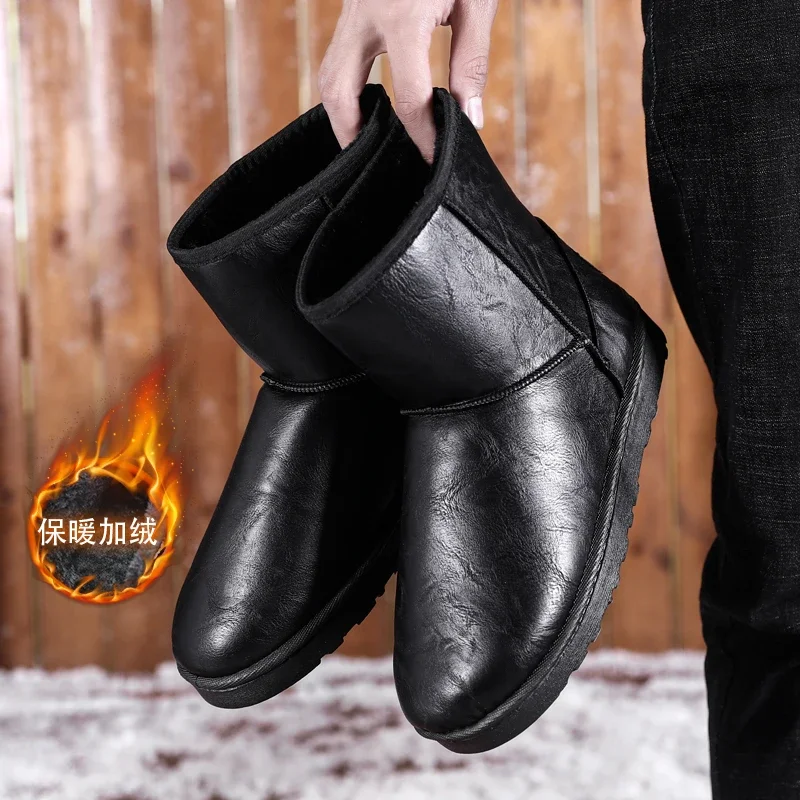 Boots for Men Comfortable Trendy Fashion All-match Soft Plus Velvet High Top Keep Warm Round Toe Casual Thick Bottom Recommended