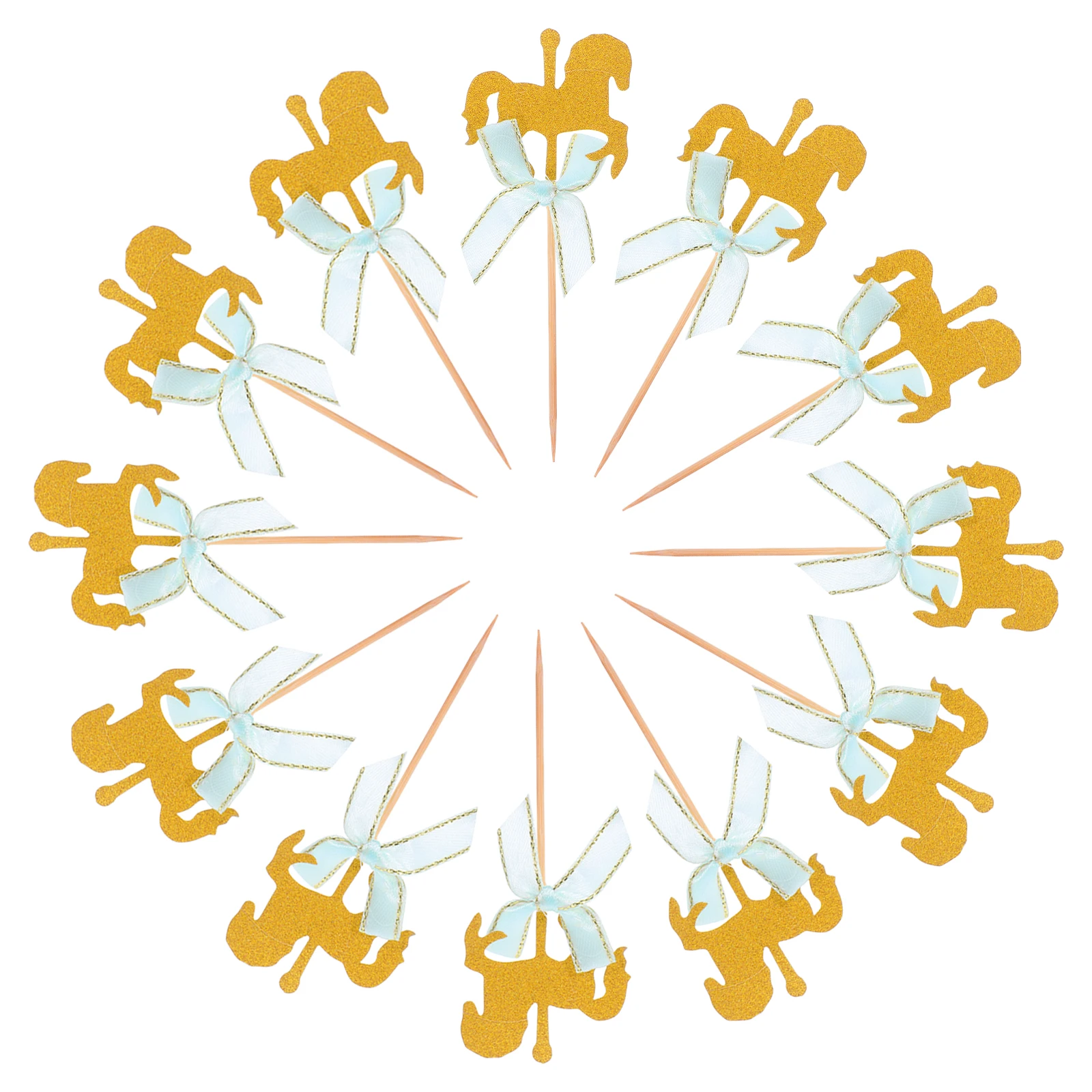 20 piezas adornos para tarta con forma de carrusel, decoraciones delicadas para postres y magdalenas, fiesta de cumpleaños, galletas, fruta, Brownie, selecciones creativas