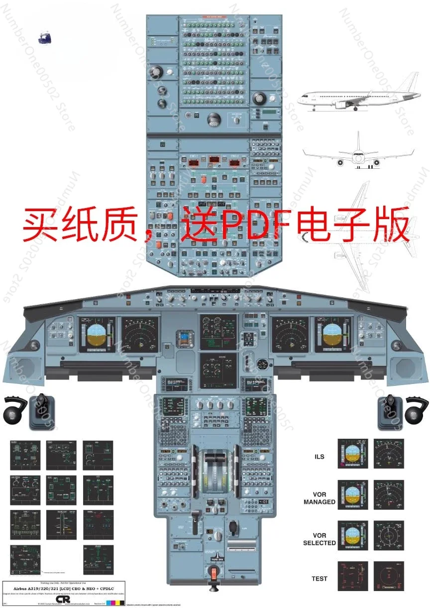 

A320CEO v2/NEO-LCD aircraft cockpit map cockpit wall chart poster flight learning training map