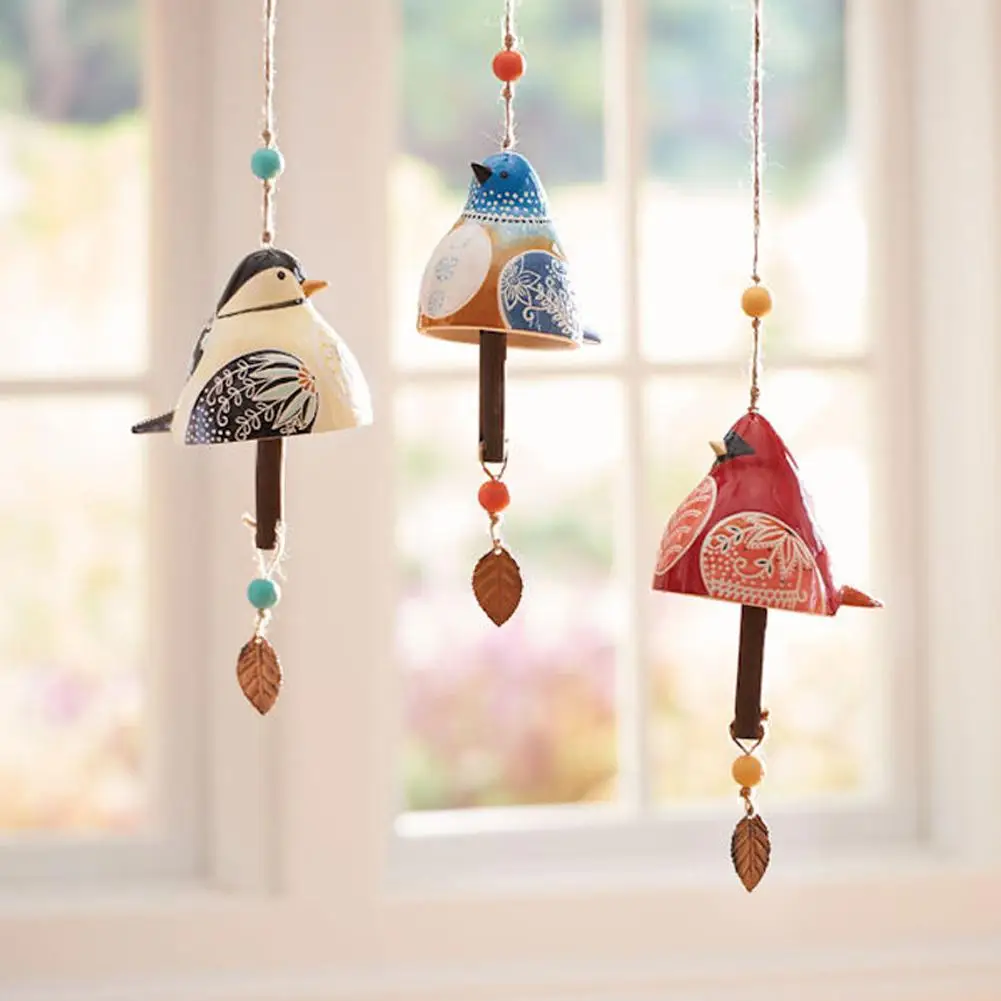 Bird Song Bell Hanging Bird Wind Chime Craft Pendant Outdoor Bird Bell Windchime for Garden Courtyard Home Decoration