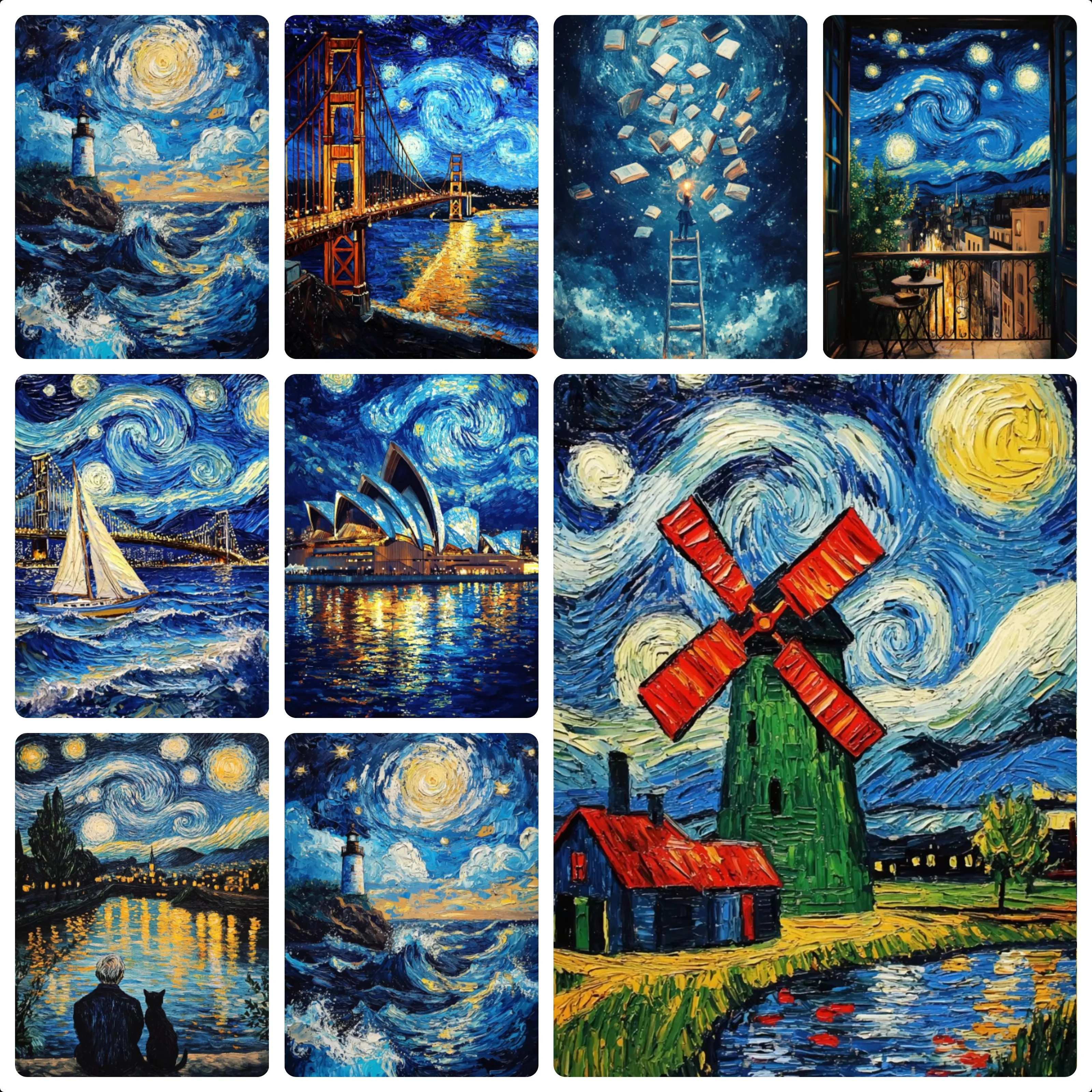 Abstract Van Gogh Landscape Jigsaw Puzzles 500/1000/1200/2000PCS Starry Night Wall Art for Living Room Home Decor Gift