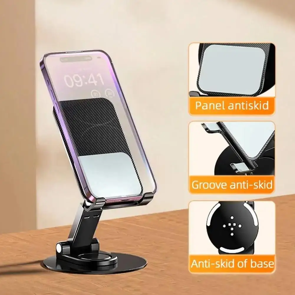 Desktop Metal Phone Holder Universal 360° Rotation Foldable Anti-slip Desktop Lifting Bracket Stable Anti Fall