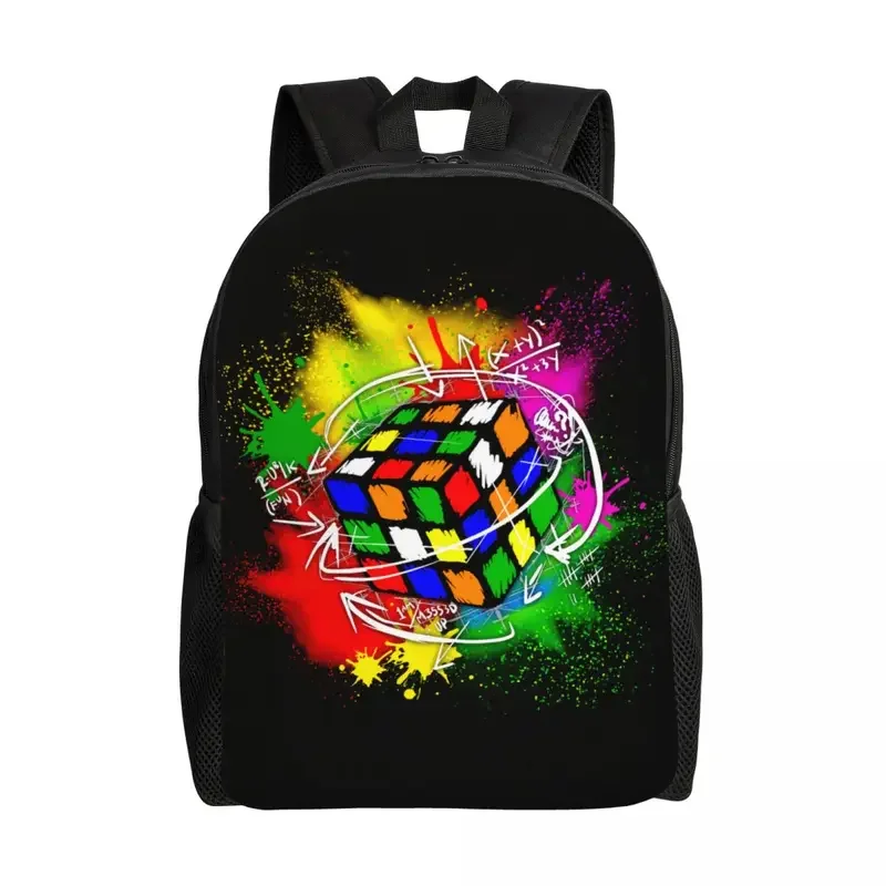 Customized Vintage Rubix Rubiks Cube Math Lover Backpack for Boys Girls College School Travel Bags Bookbag Fits 15 Inch Laptop